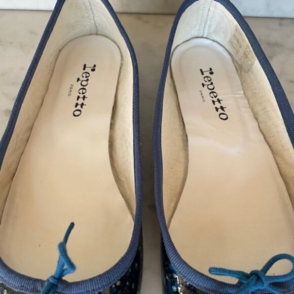 REPETTO PARIS Cendrillon AD Blue Ballet Flats Navy Tattoo 38 - Picture 8 of 17